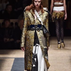Gold Brocade Coat Blazer Like Chanel Runway